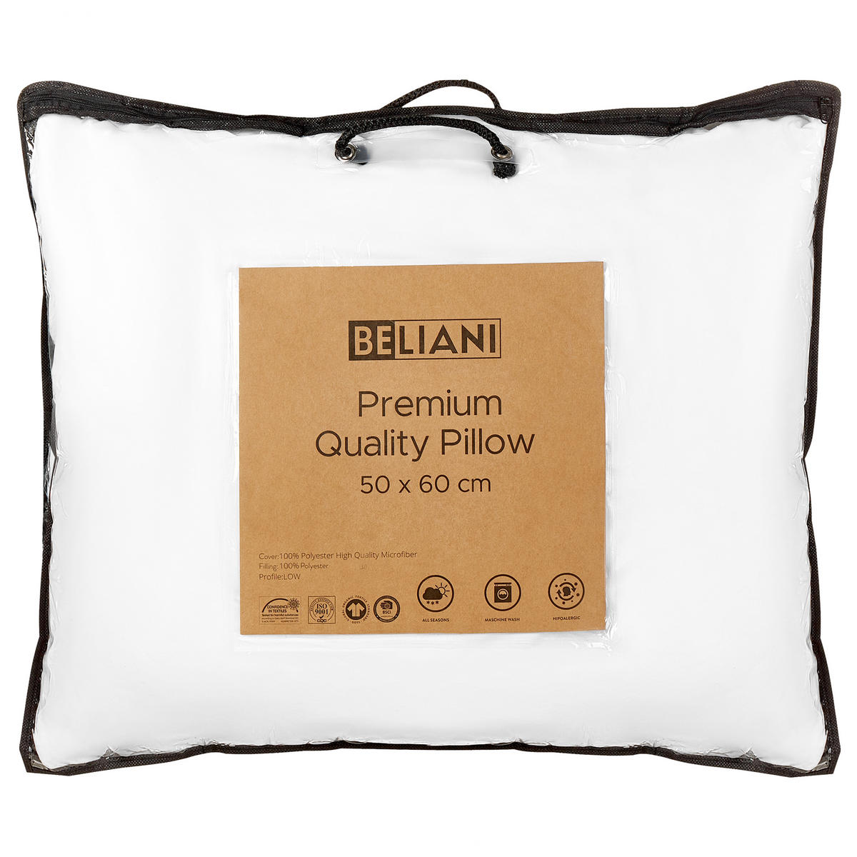 KOPFKISSEN 2er-Set Weiß 50/60 cm Errigal - Weiß, Textil (60/50cm) - Beliani