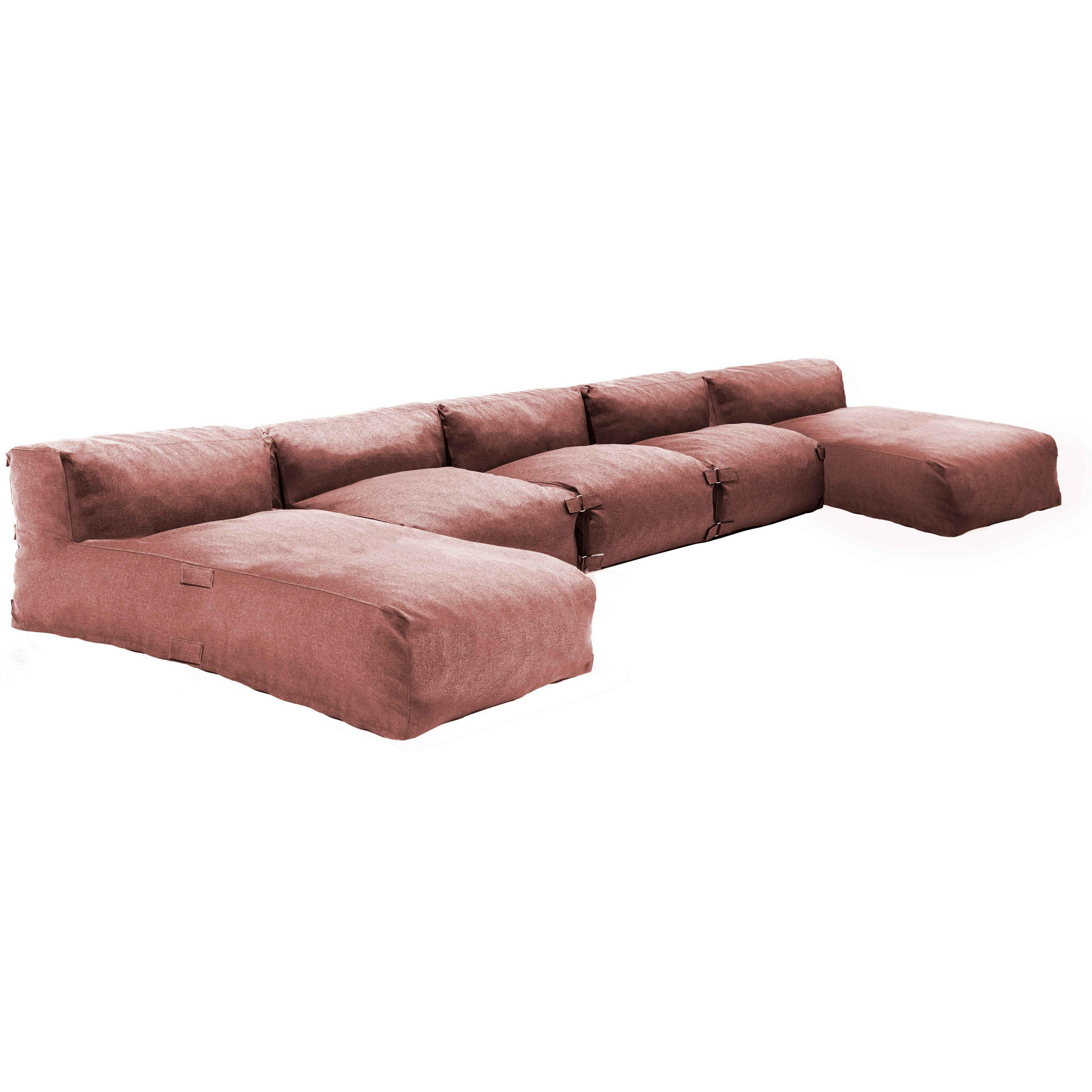 GARTENSOFA mit 5 Sitzplätzen, Terrakotta - Braun, Textil - Oviala