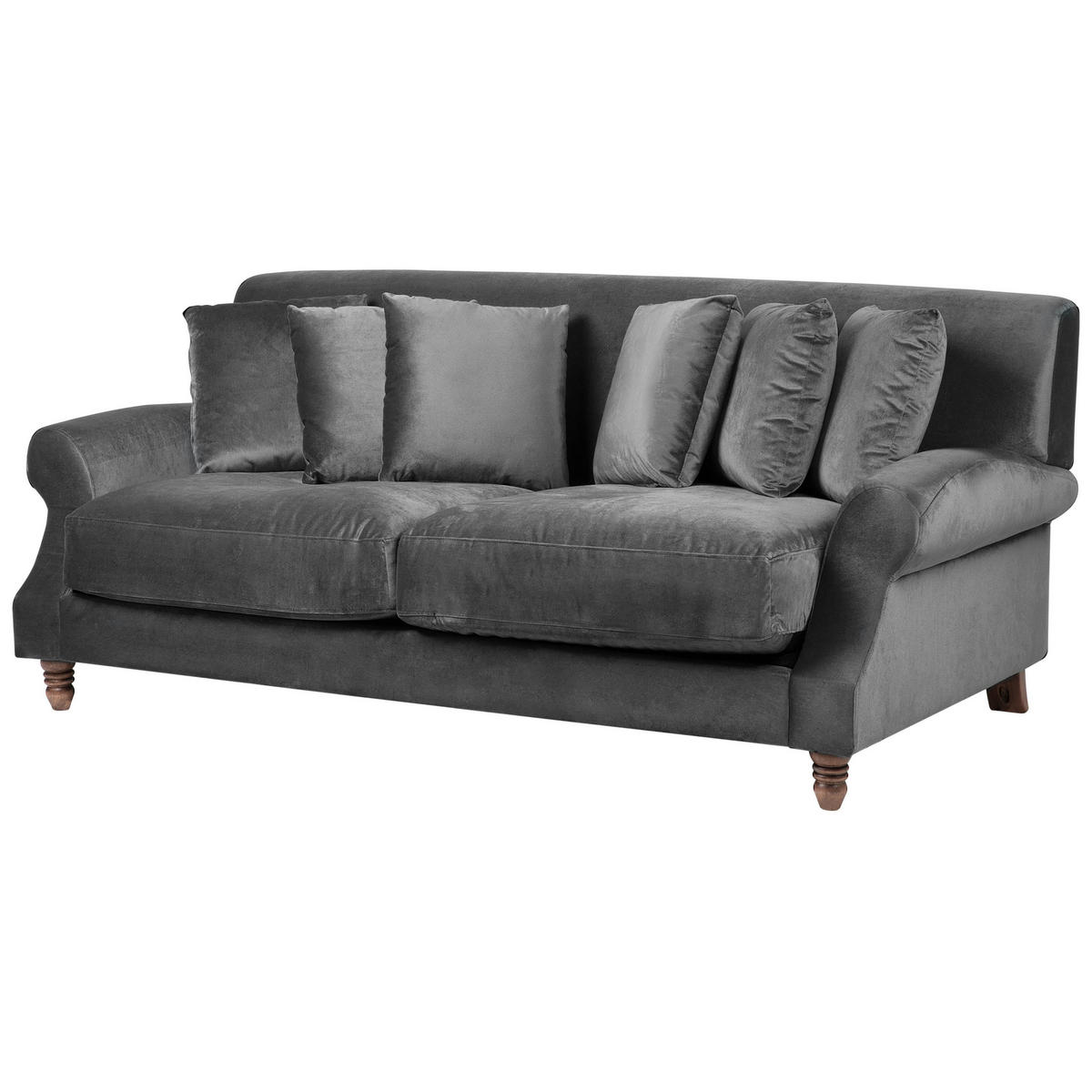 3-SITZER-SOFA Samtstoff Grau Eike - Grau, Textil (186/82/102cm) - Beliani