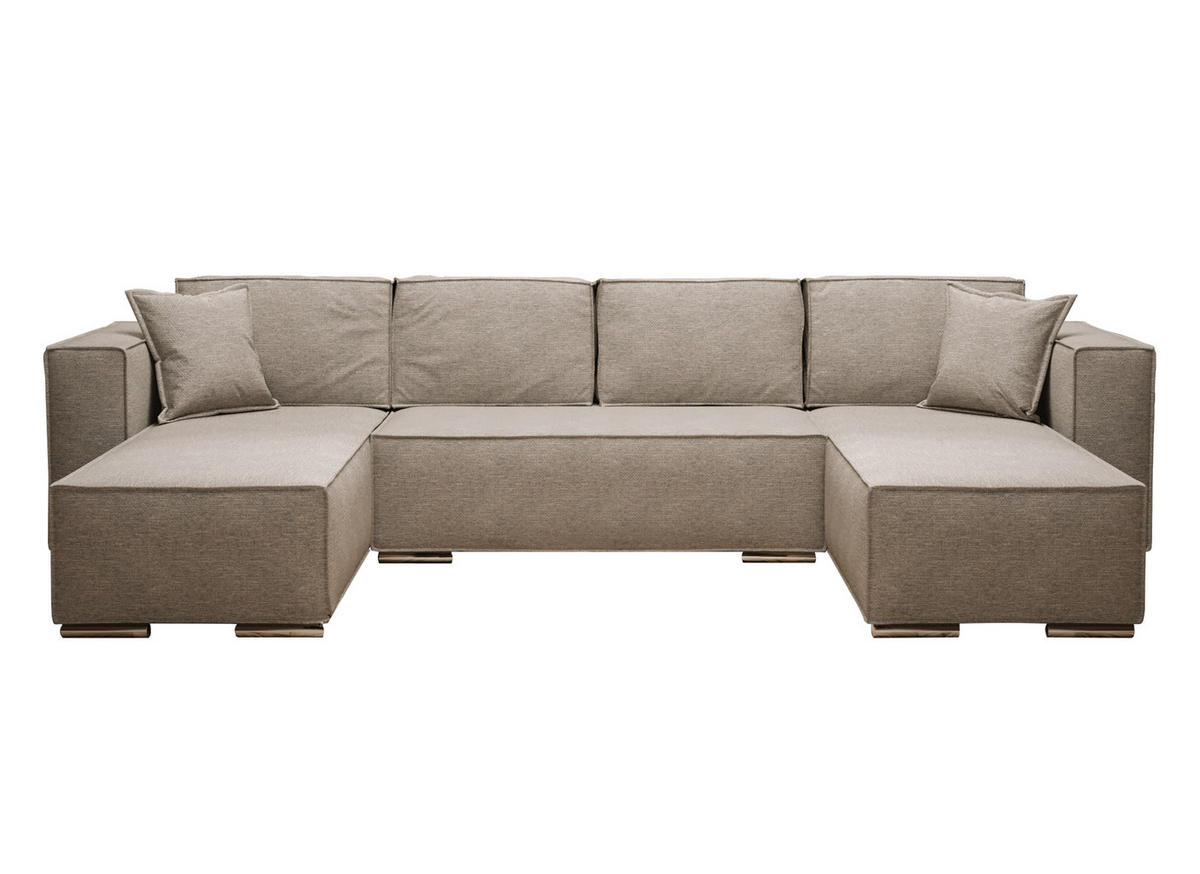 WOHNLANDSCHAFT Vinoria Beige 327/180/82 cm mit Schlaffunktion - Chromfarben/Beige, Textil/Metall (327/82/180cm) - AX Living