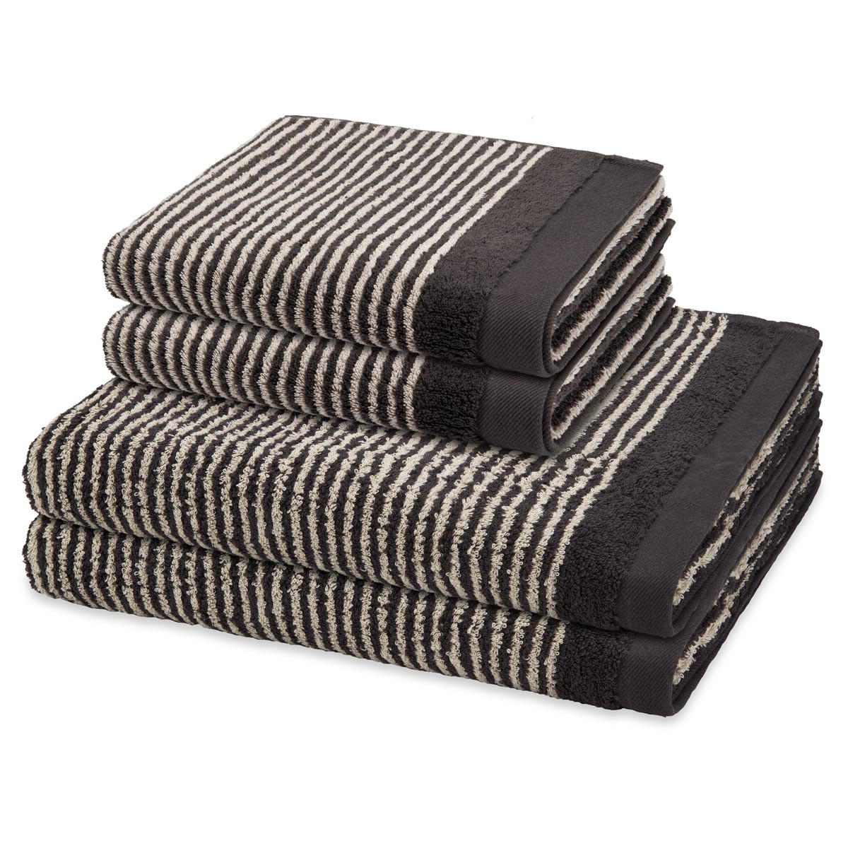 FROTTIERSET Stripes 4-teilig - Dunkelgrau, Textil (50/100cm) - Ross