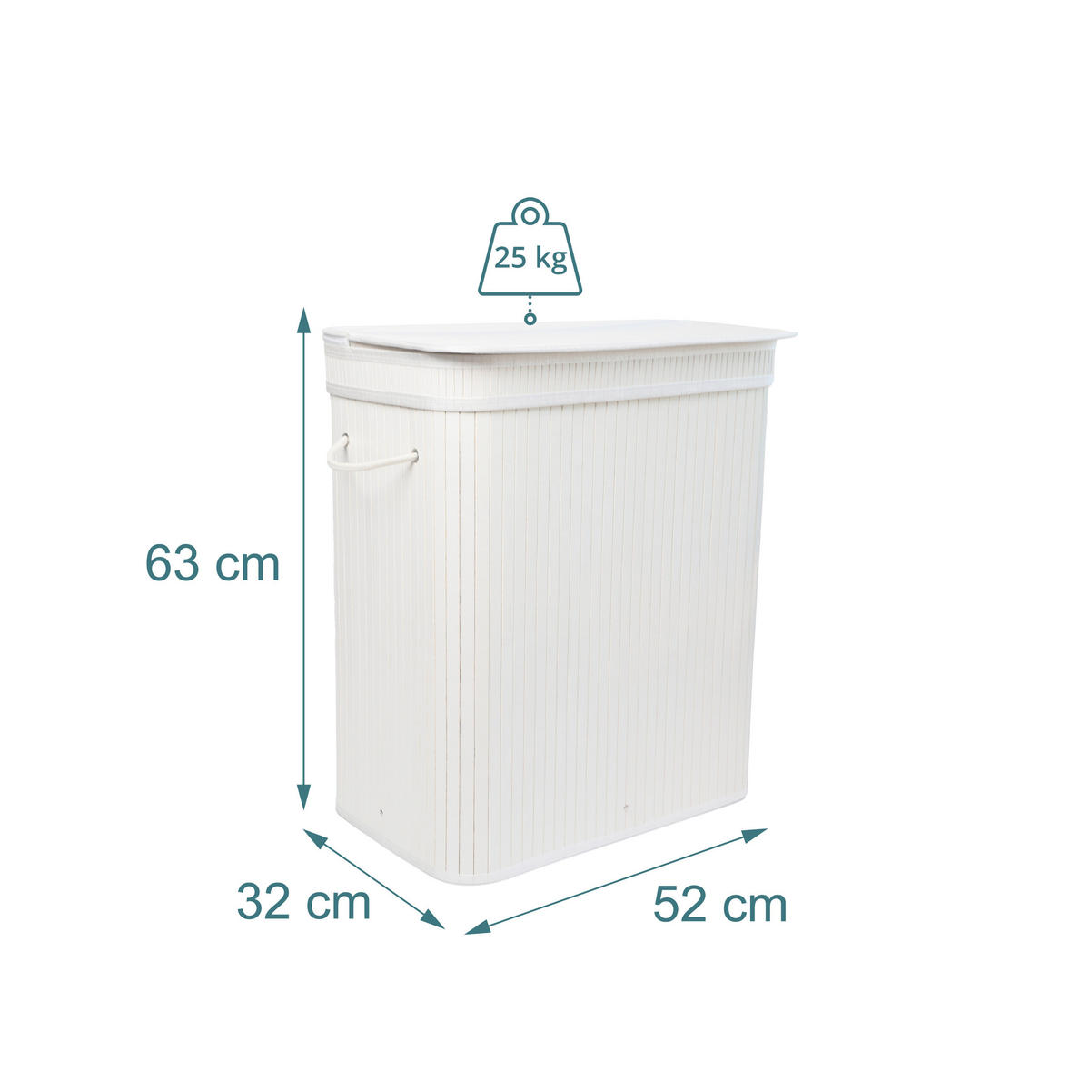 KÔŠ na prádlo - biela, drevo/textil (32/52/63cm) - Relaxdays