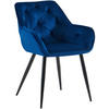 ARMLEHNENSTUHL Samt Blau - Blau/Schwarz, Textil/Metall (56/81/58cm) - CLP