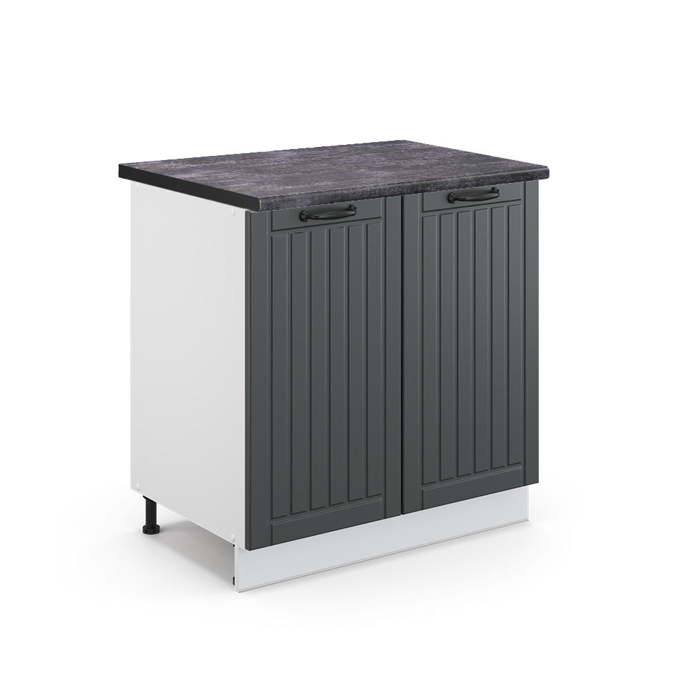 SPÜLENUNTERSCHRANK Fame-Line Anthrazit Landhaus 80 cm mit Regal AP Anthrazit - Anthrazit/Weiß, Holzwerkstoff (80/82/60cm) - Vicco