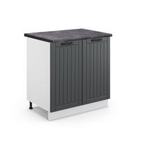 SPÜLENUNTERSCHRANK Fame-Line Anthrazit Landhaus 80 cm mit Regal AP Anthrazit - Anthrazit/Weiß, Holzwerkstoff (80/82/60cm) - Vicco