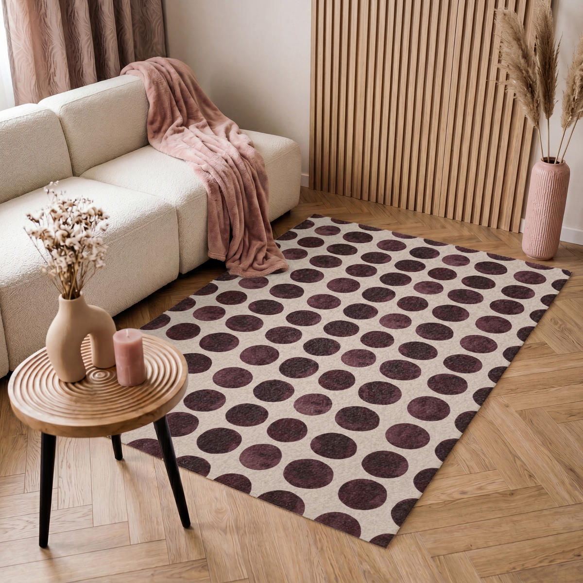 KOBERCE - Bodky - Vzor - Hnedý - 120x180 cm - tmavohnedá, textil/plast (120/0.4cm) - OnlyWow
