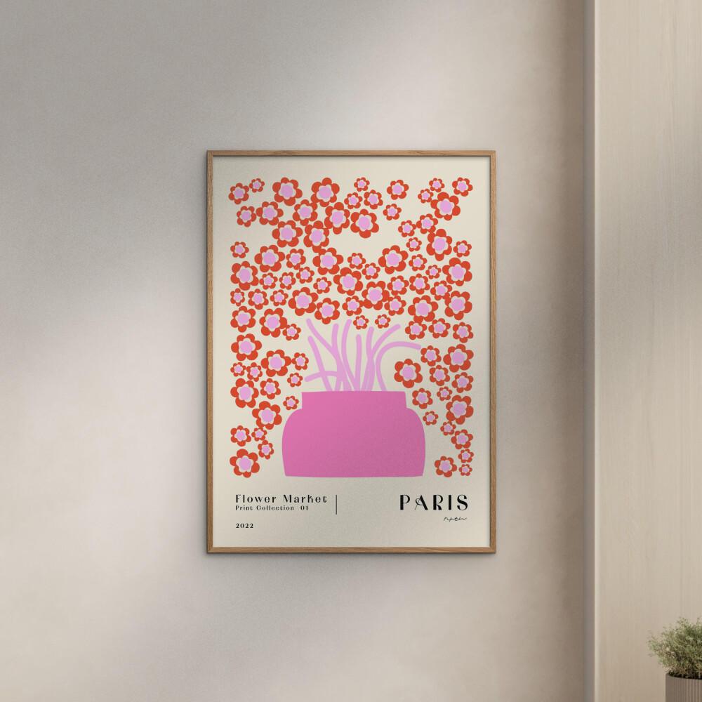 POSTER NKTN - Flower Market Paris - Pink, Papier (30/40/0.1cm) - Poster&Frame
