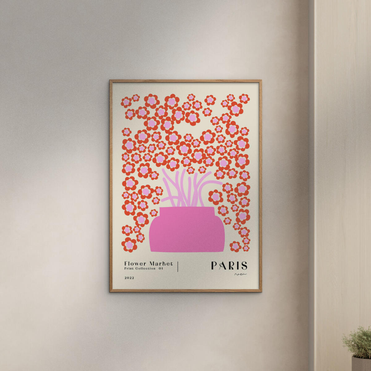 POSTER NKTN - Flower Market Paris - Pink, Papier (30/40/0.1cm) - Poster&Frame