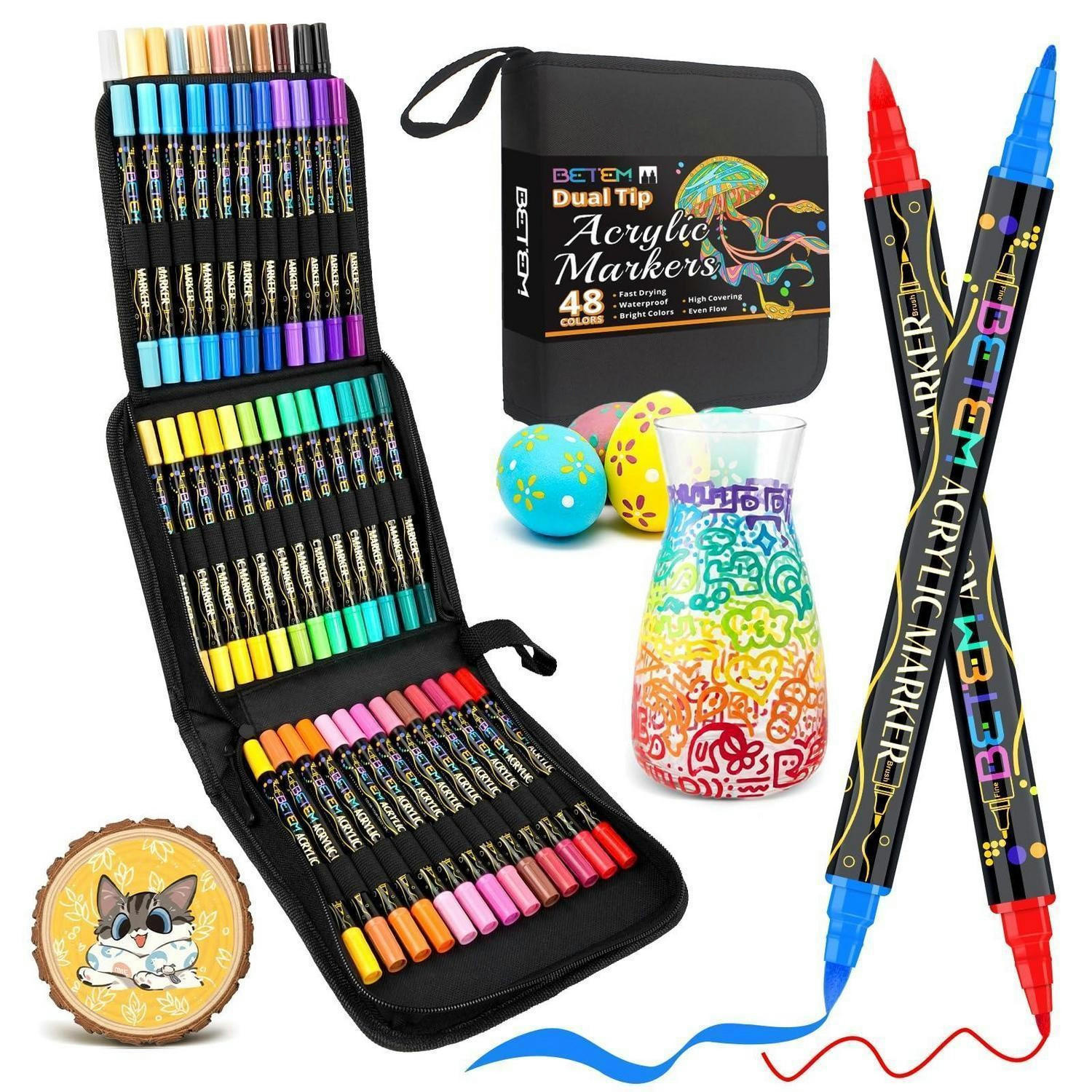 ACRYLSTIFTE 48er Set mit Doppelspitze - Multicolor, Kunststoff (10/8/15cm)