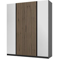 DREHTÜRENSCHRANK Kaya 200/62/239 4-Türig mit zwei Spiegel - Eichefarben/Schwarz, Holzwerkstoff (200/239/62cm) - Beautysofa