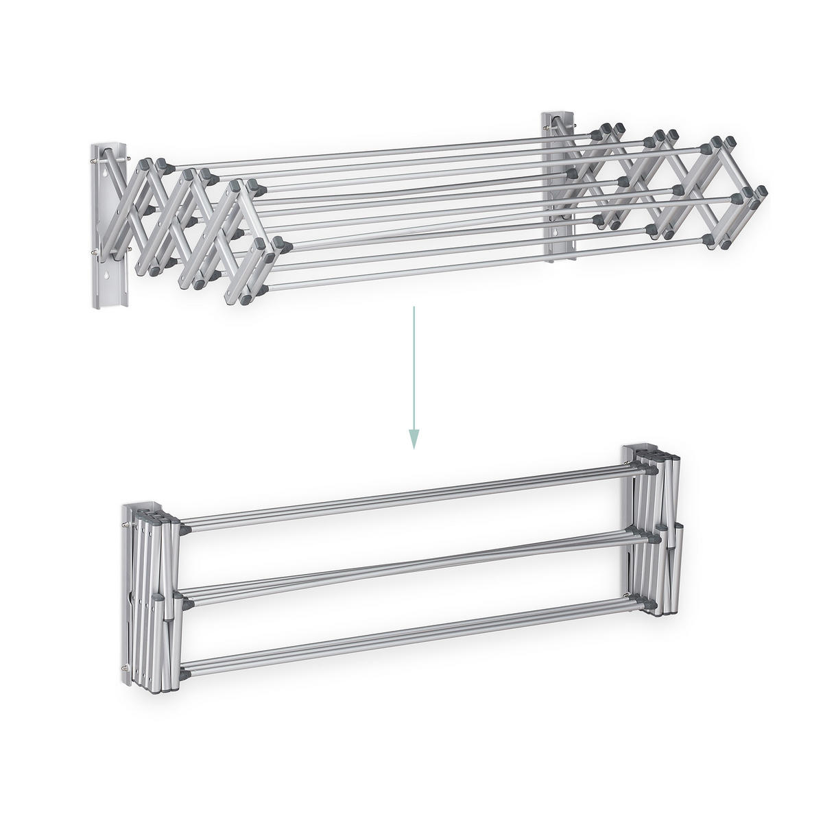 VÄGGTORKSTÄLLNING silver utdragbar aluminium 8 m - Silverfärgad, Metall (95/27/60cm) - Relaxdays