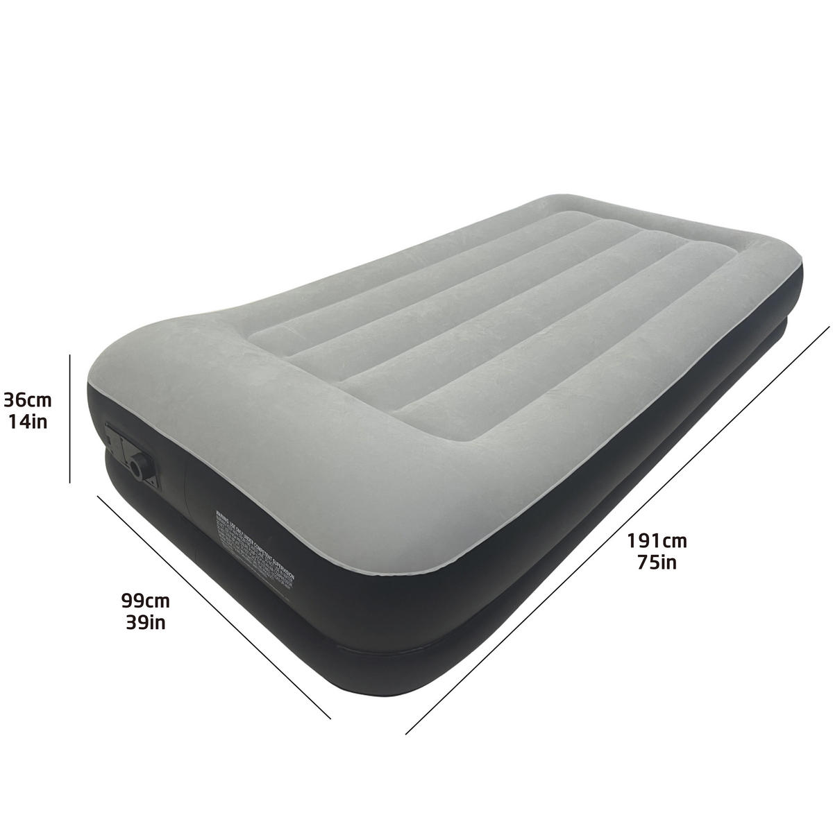 LUFTBETT Luftmatratze selbstaufblasend 191 x 99 x 36 cm mit integrierter Pumpe - Schwarz/Grau, Kunststoff (99/191cm) - Avenli