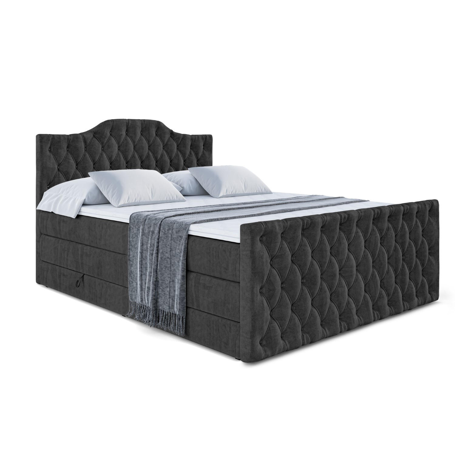 Altdecor Boxspringbett Schwarz 180x200 cm