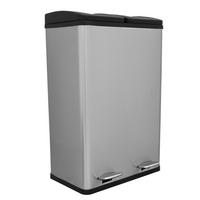 TRETMÜLLEIMER 60l Doppel Abfalleimer - Edelstahl - Alufarben, Metall (47/1/36cm) - Monstershop