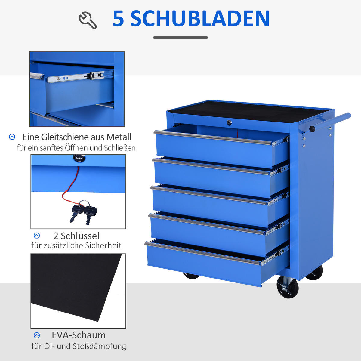 WERKSTATTWAGEN, Blau - Blau, Metall (33/77/675cm) - HOMCOM