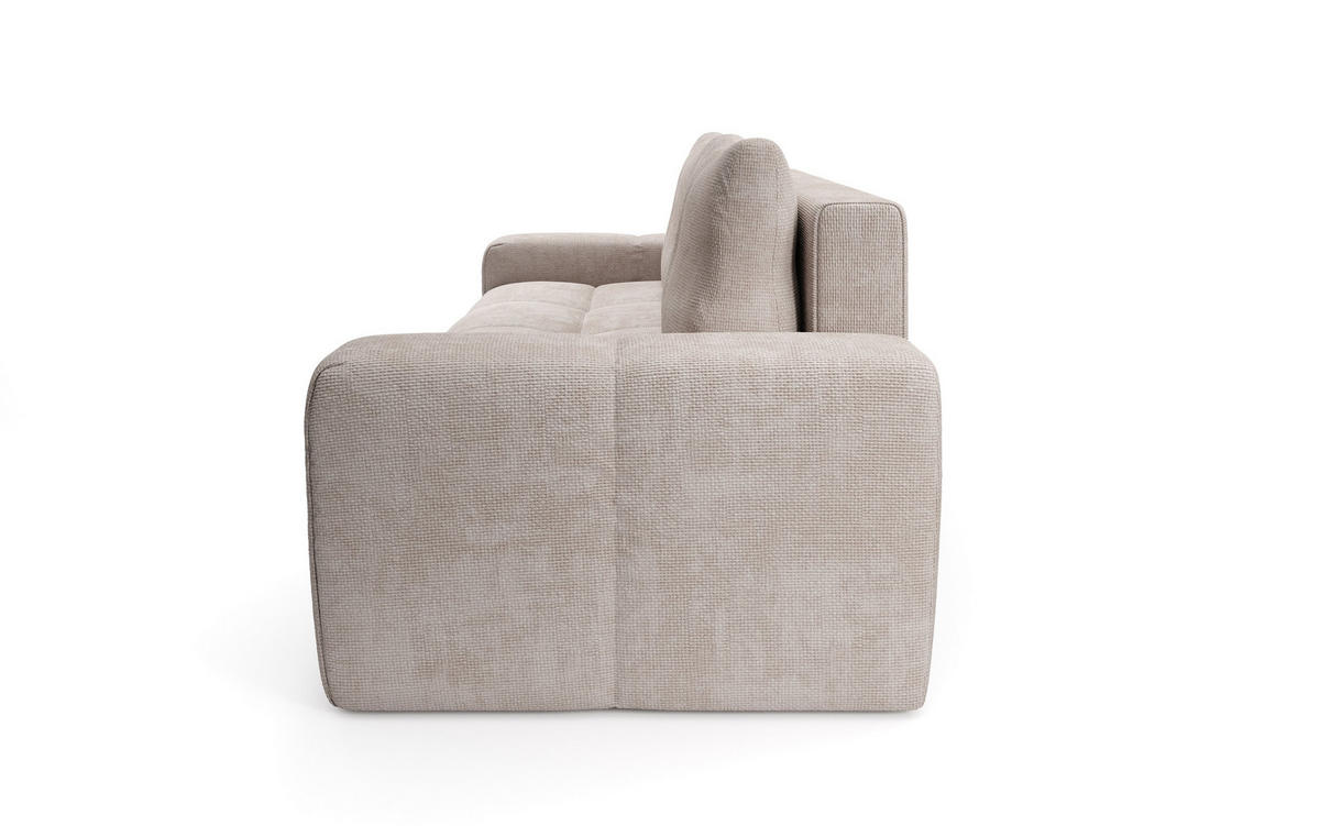 BETTSOFA DUCA Beige Jersey- Stoff mit Schlaffunktion - Beige, Holz (259/90/99cm) - MASSENO