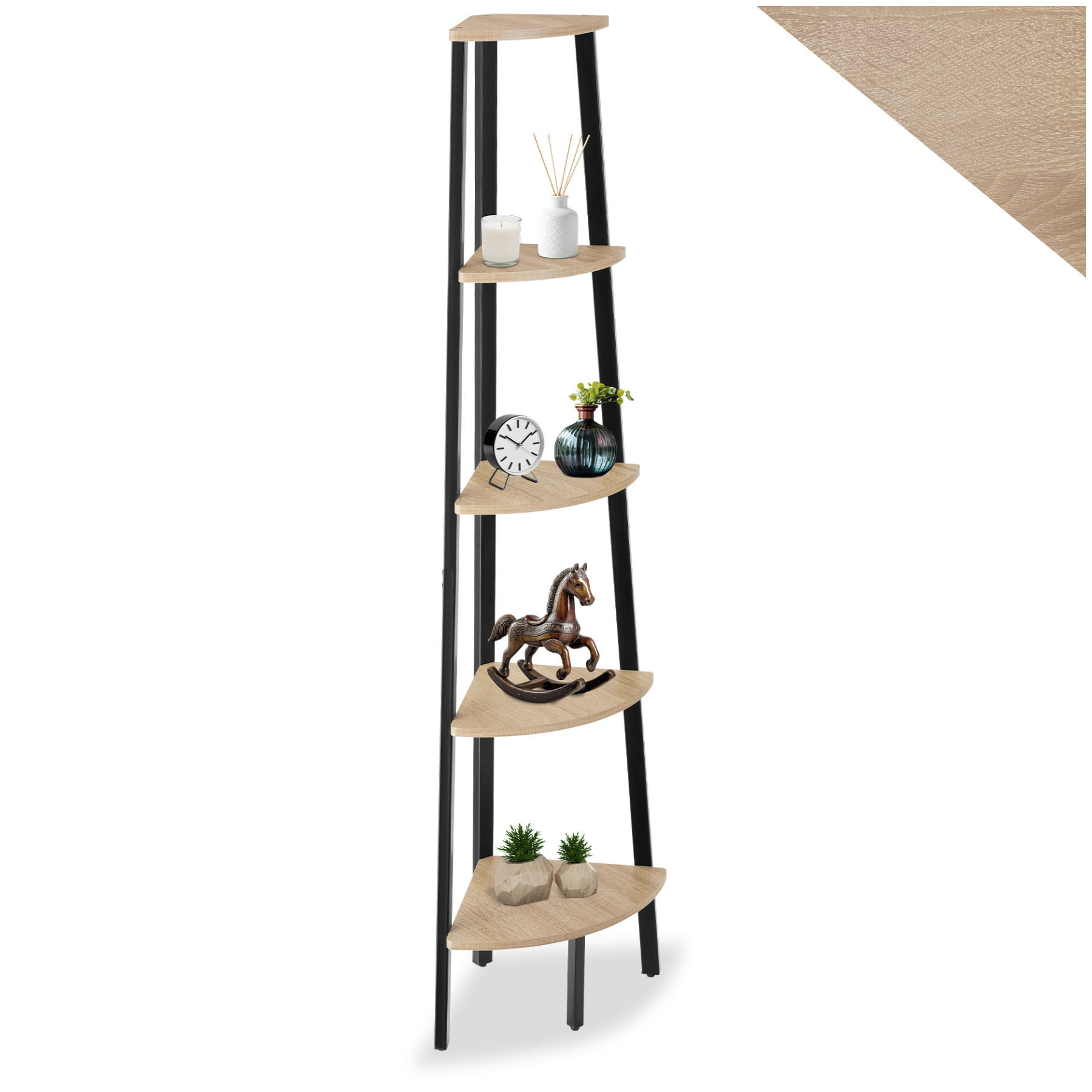 ECKREGAL Portland ,inklusive Kippschutz, 34 x 34 x 158,5 cm,Industrial Holz hell, Eiche Sonoma - Naturfarben, Holzwerkstoff (34/158.5/34cm) - tectake