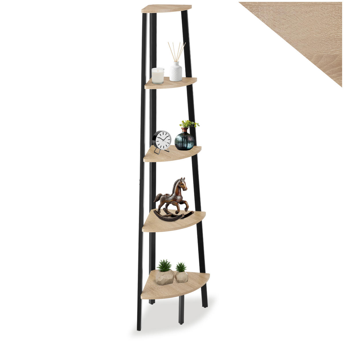 ECKREGAL Portland ,inklusive Kippschutz, 34 x 34 x 158,5 cm,Industrial Holz hell, Eiche Sonoma - Naturfarben, Holzwerkstoff (34/158.5/34cm) - tectake