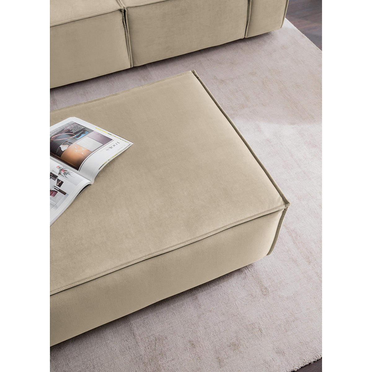 POLSTERHOCKER rechteckig - Beige/Schwarz, Kunststoff/Textil (97/40/79cm) - home24