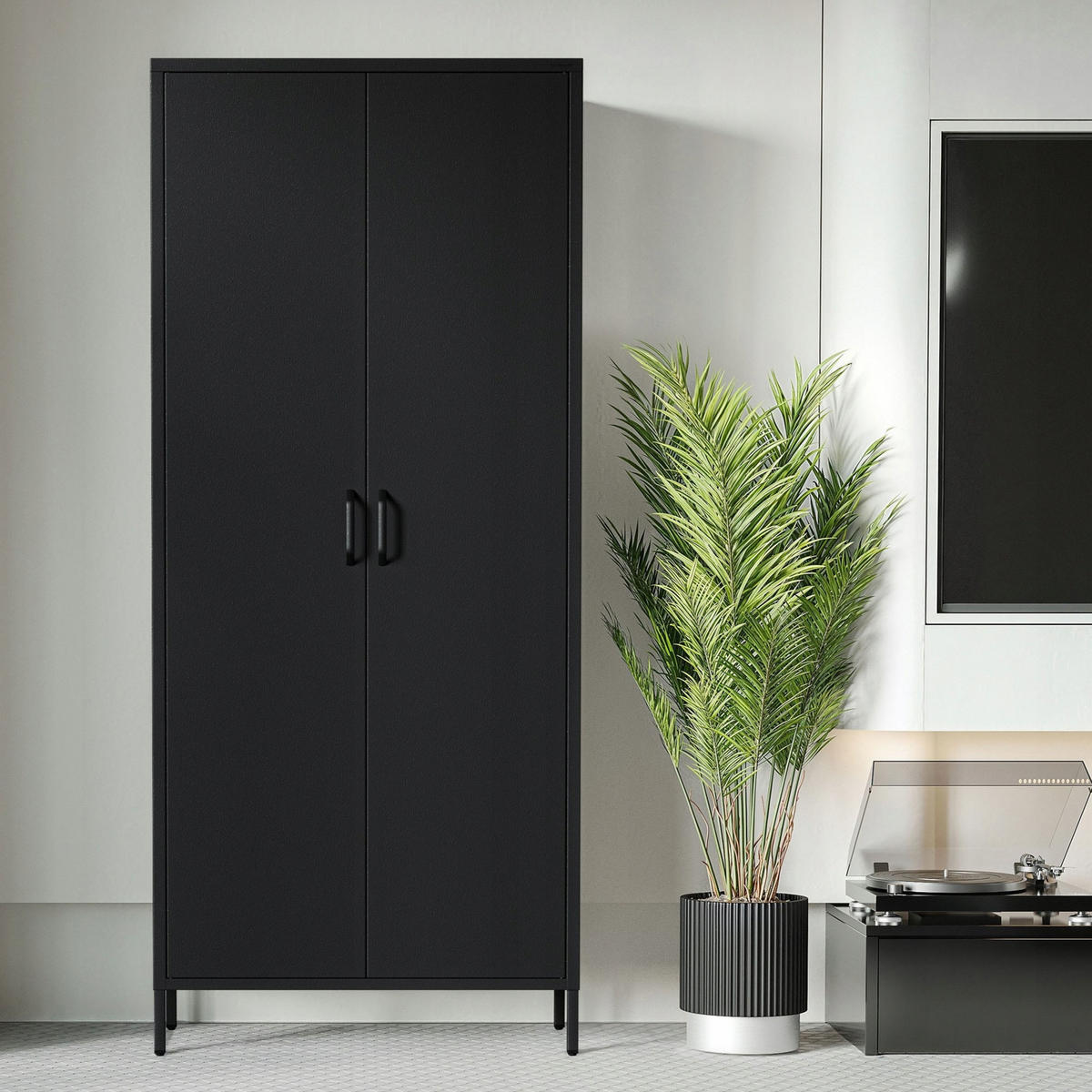 KLEIDERSCHRANK FLAVIO - Schwarz, Metall (80/185/45cm) - Jan Nowak