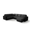 WOHNLANDSCHAFT Prado rechts mit Schlaffunktion und Bettzeugcontainer - Schwarz/Grau, Textil (314/88/210cm) - SIMKAM Furniture