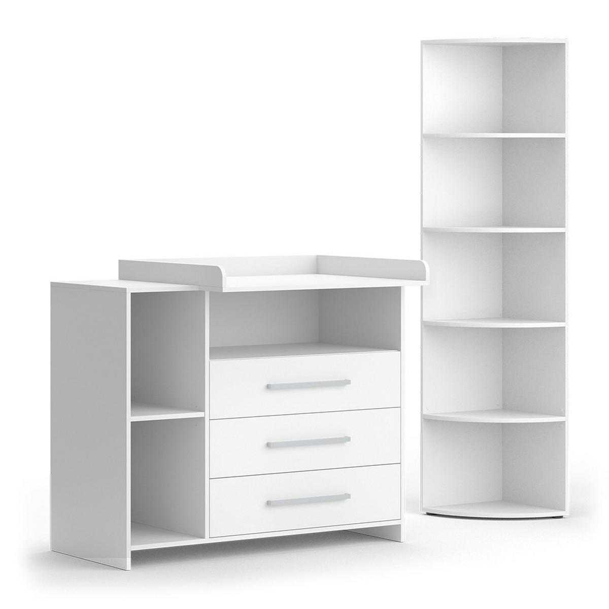KINDERZIMMER-SET Oskar Weiß 2 Teile mit Wickelkommode und Spielzeugregal - Weiß, Holzwerkstoff (113/100/69.9cm) - Vicco