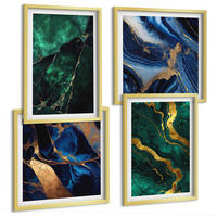 BILDER SET 4er Set - 50x50 cm & 40x60 cm Goldrahmen - Elegante Muster auf Steinen - Goldfarben, Kunststoff (50/50cm) - TULUP