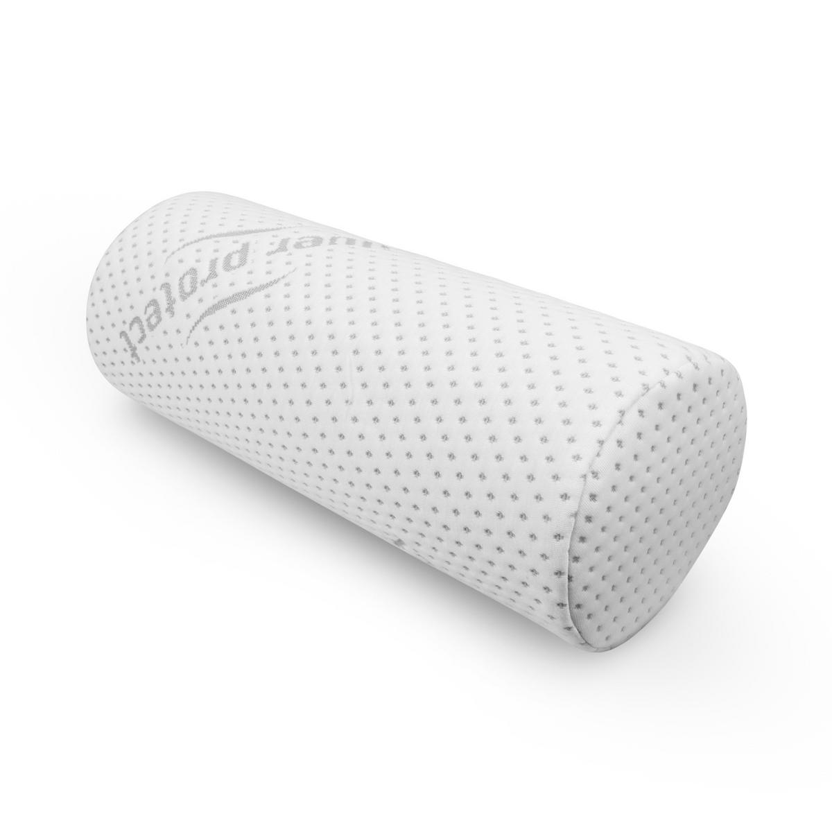 NACKENKISSEN Memory Foam ( Nackenrolle / 40 cm x Ø15 cm ) Viscoelastische Kopfkissen - Silver Protect Bezug "antimikrobiell" abnehmbar - Öko-Tex - Weiß, Textil (15/40cm) - Bestlivings