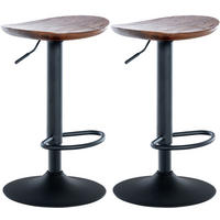 BARHOCKER 2er Set Holz walnuss - Walnussfarben/Schwarz, Holz/Metall (41/56/38.5cm) - CLP