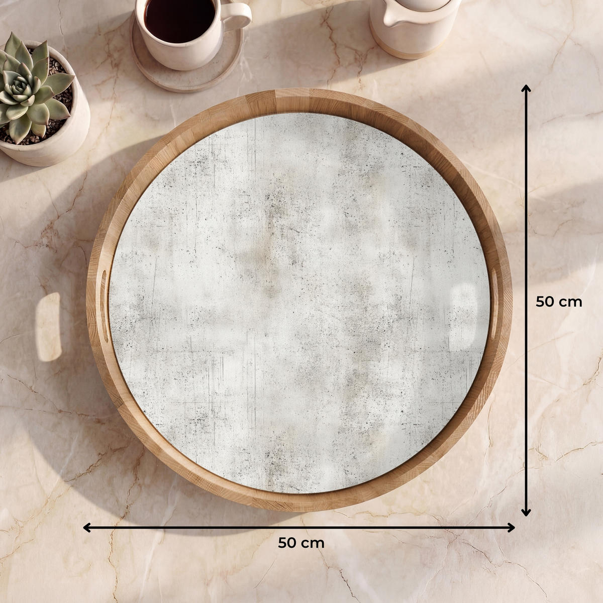 SERVÍROVACÍ PODNOS Šedá - Beton - Zvětralá 50x50 cm - světle šedá, dřevo (50/5/5cm) - OnlyWow