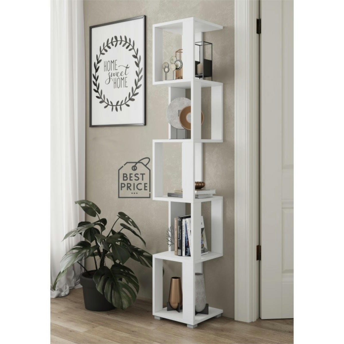 BÜCHERREGAL SOLA REG1 Weiß - Weiß, Holzwerkstoff/Kunststoff (29/168/29cm) - Komodee