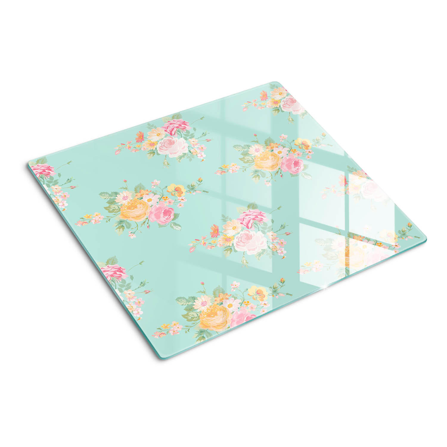 GLASPLATTE 60x52 cm Blumenmuster - Multicolor, Glas (60/0.4/52cm) - TULUP