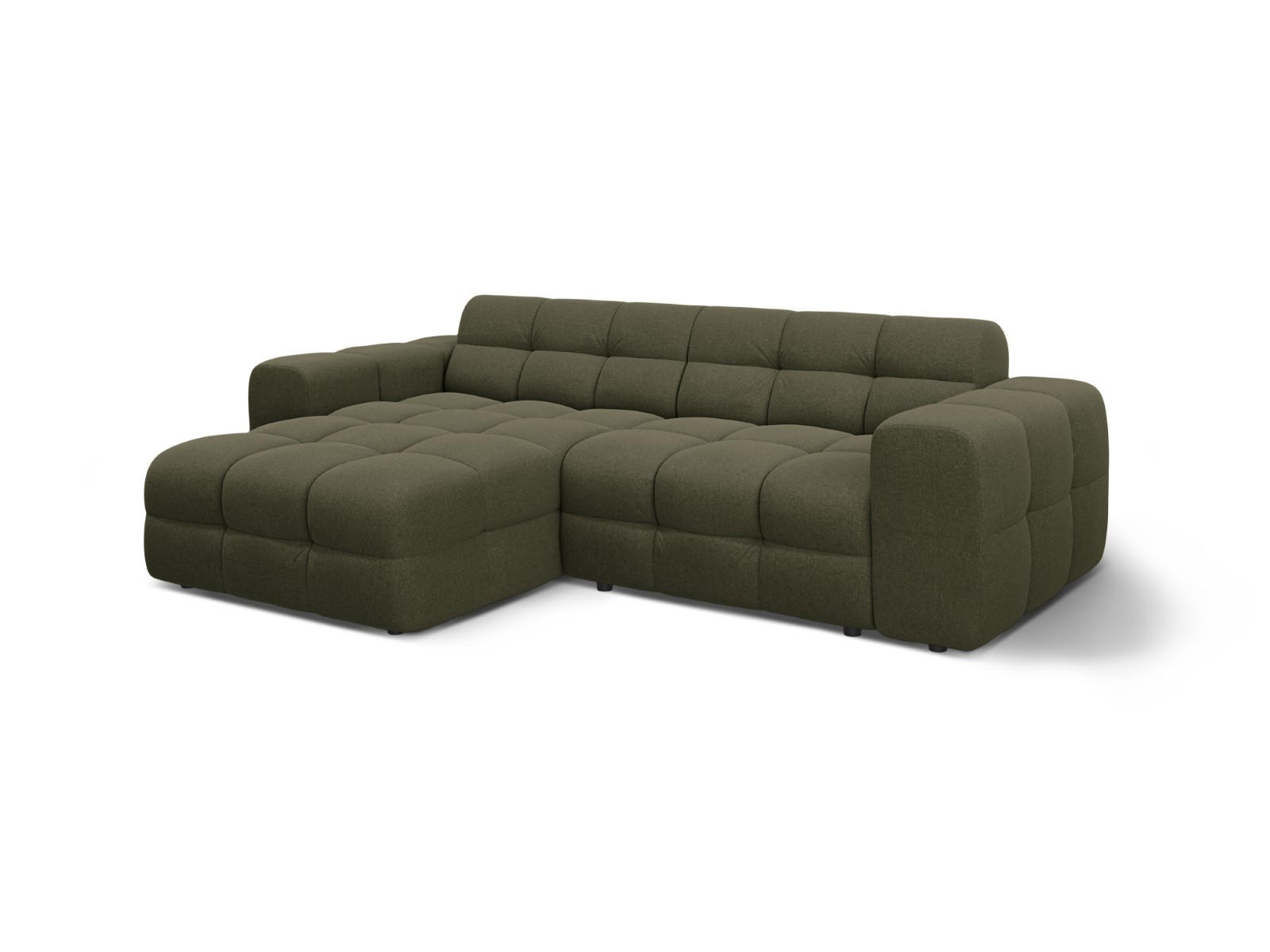 ECKSOFA links Kendal aus strukturiertem Stoff amazonasgrün 4 Sitzplätze - Waldgrün, Textil (173/256cm) - Micadoni