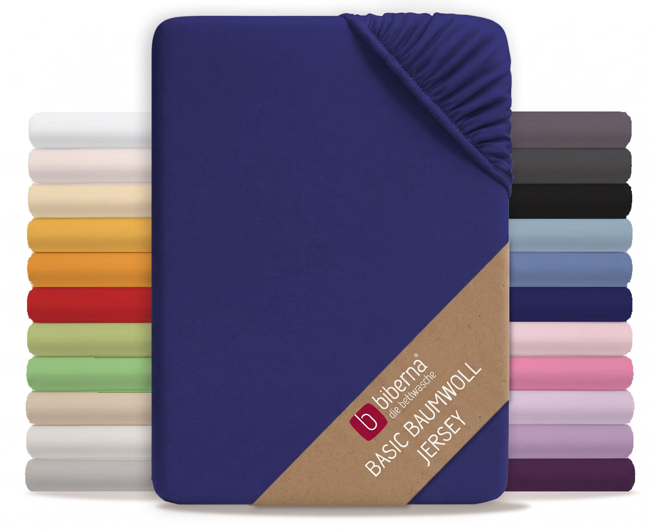 SPANNBETTTUCH Basic Jersey saphir, 90x190 cm - 100x200 cm - Dunkelblau, Textil (100/200cm) - biberna