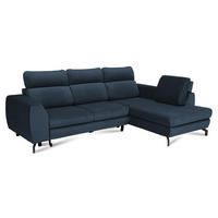 ECKSOFA ANTE Rechts, mit Schlaffunktion und Bettkasten, Marineblau - Dunkelblau, Textil/Metall (266/184cm) - Idohome