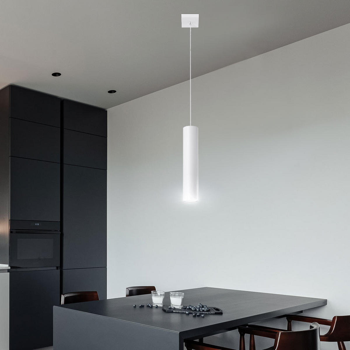 HÄNGELEUCHTE Stahl Weiß 1-Flammig - Weiß, Metall (8/8/130cm)