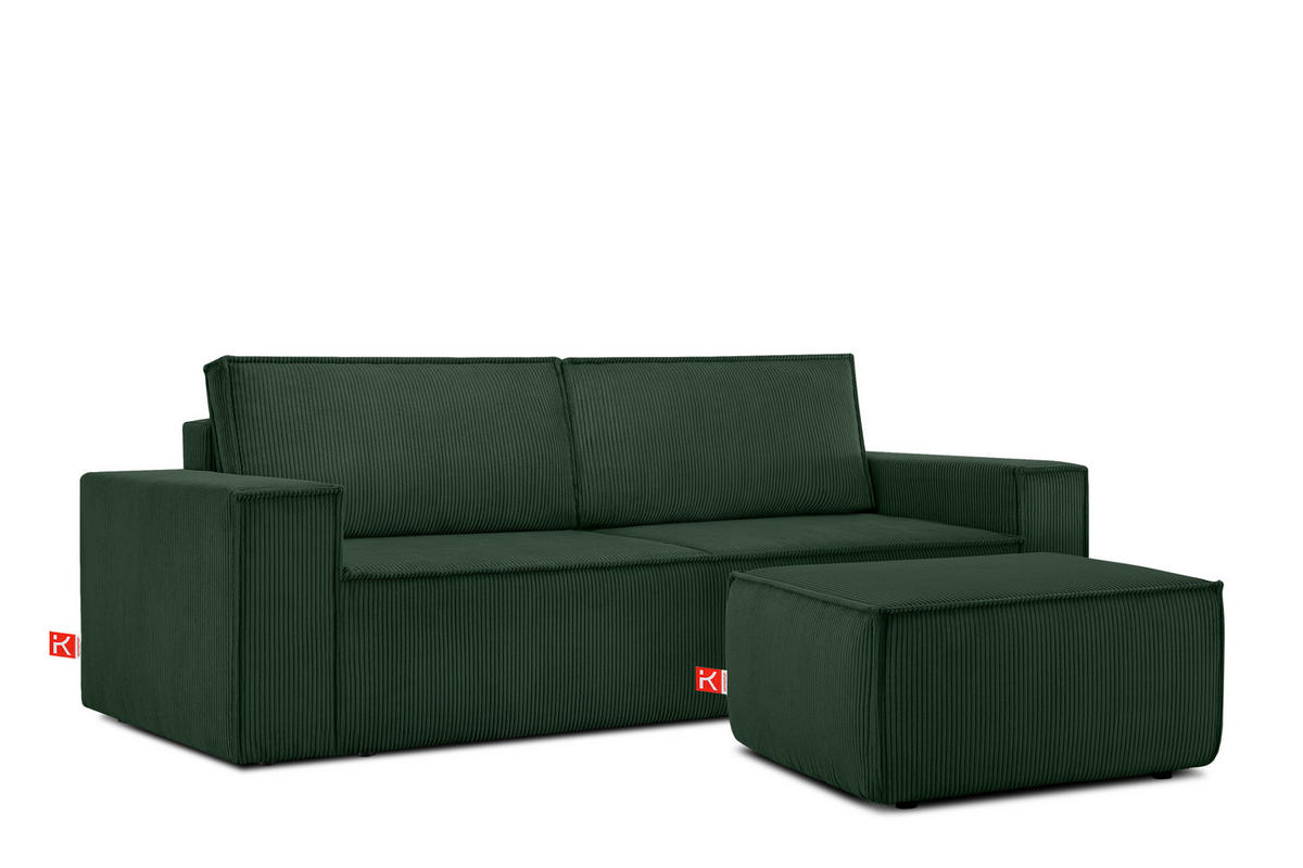 SITZPOUF NAPI gefederte Sitzfläche, dunkelgrün - Dunkelgrün/Schwarz, Textil (83/45/83cm) - KONSIMO®