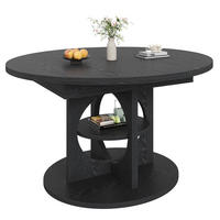 ESSTISCH Ausziehbar 110-150Cm Rund Oval Stauraum Schwarz - Schwarz, Holzwerkstoff (110/110/76cm) - FLIEKS