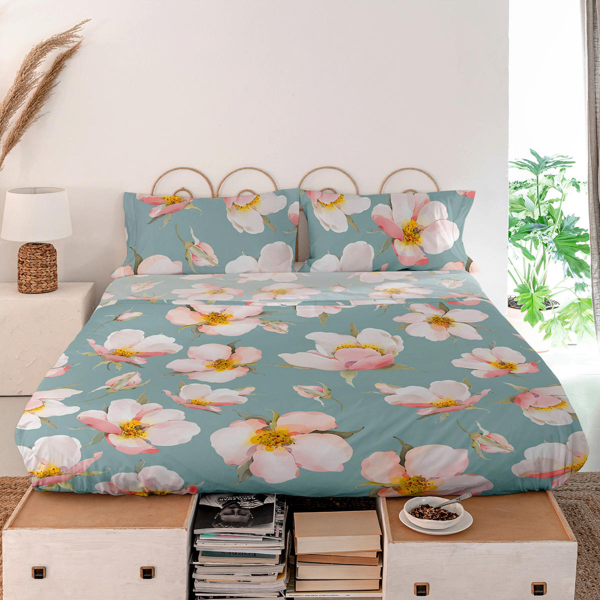 OBERBETTLAKEN spring blossom 160x270 cm mehrfarbig - Multicolor, Textil (160/270cm) - Happy Friday