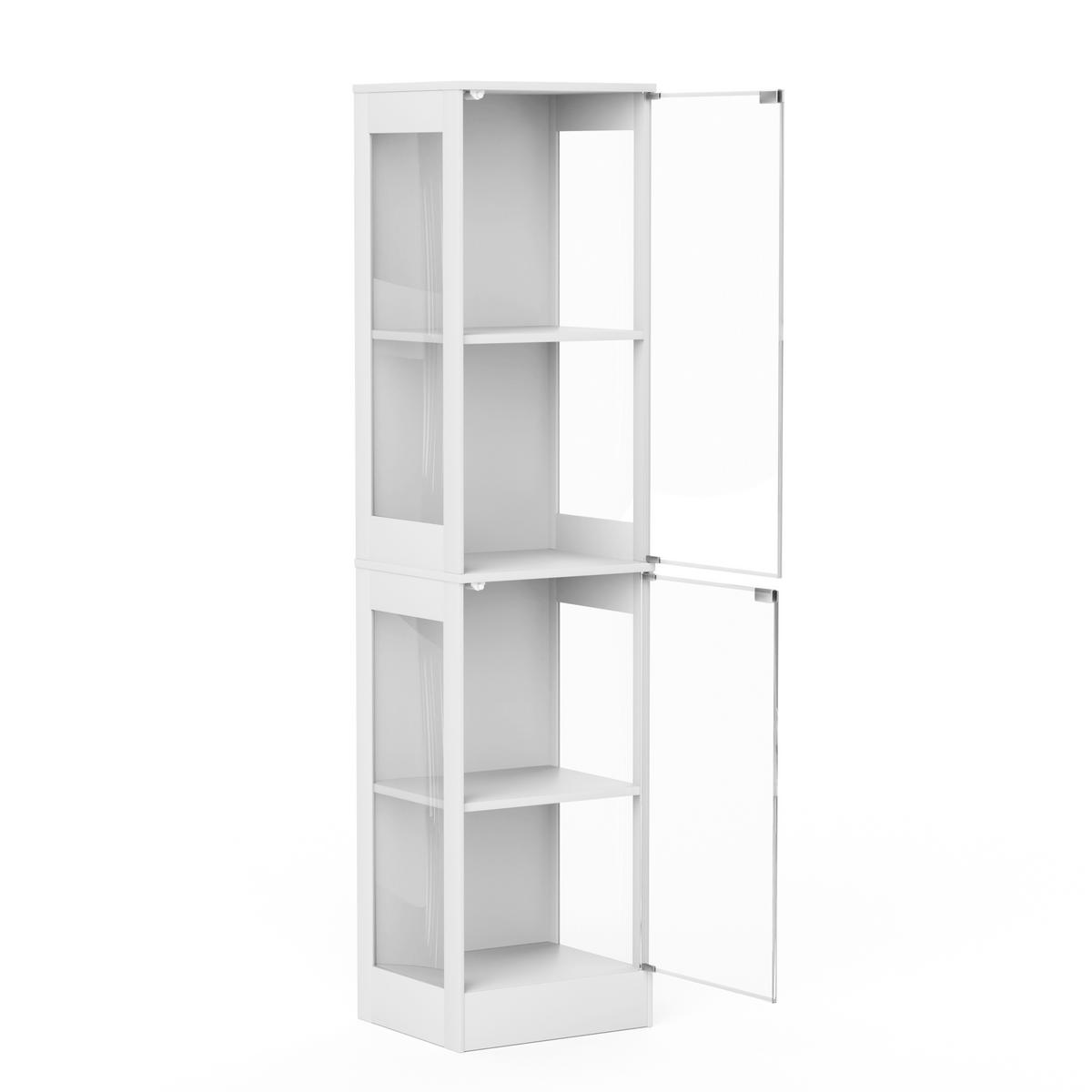 VITRINE mit LED-Beleuchtung 40 x 35 x 165 cm - Weiß - Weiß, Kunststoff (35/165/40cm) - KOMHTOM