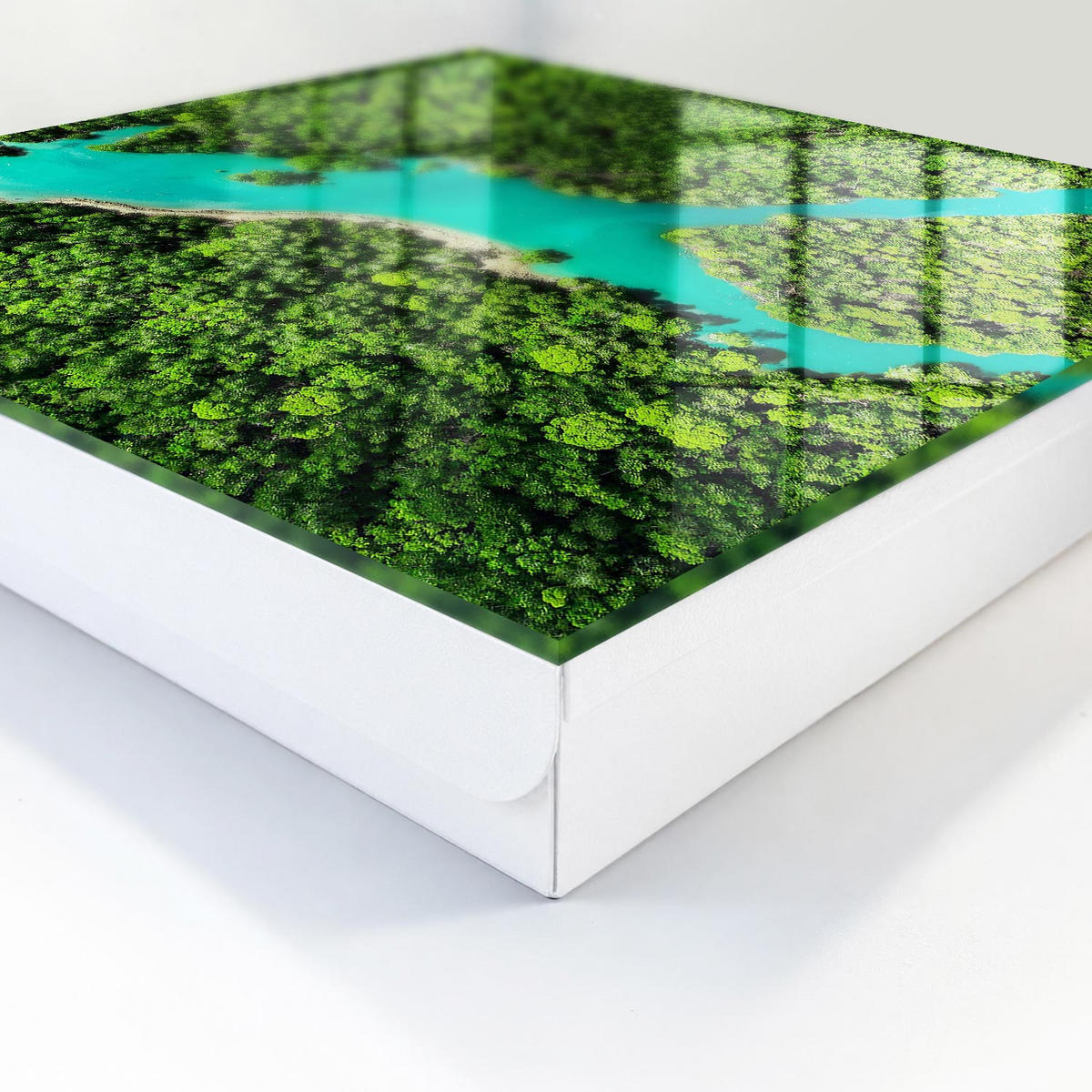SCHLÜSSELBOX Weiß 30x30 cm – Türöffnung nach rechts - Grünes Paradies - Grün, Metall (30/30/5cm) - TULUP