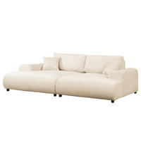BIGSOFA - Creme/Schwarz, Kunststoff/Textil (237/79/144cm) - home24