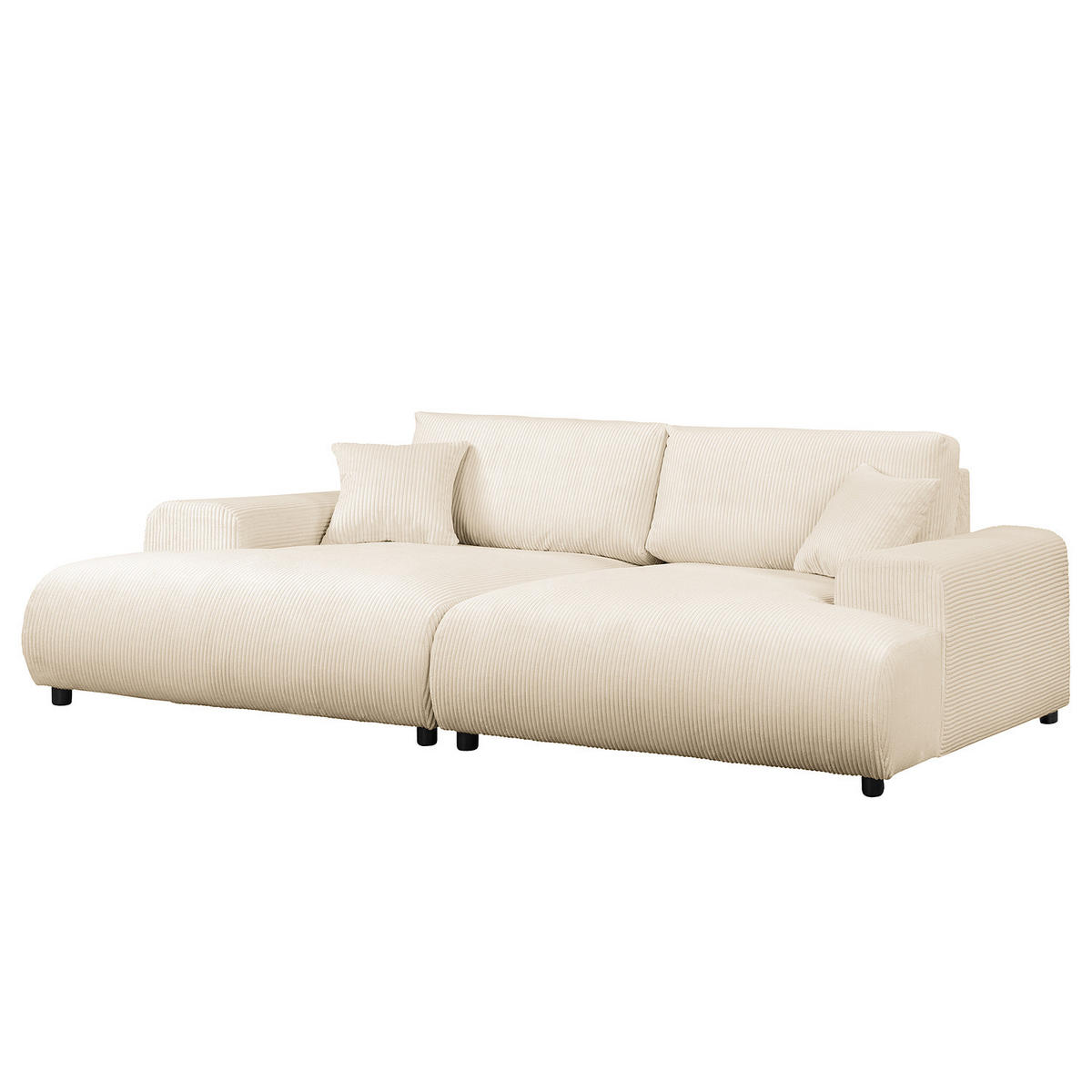 BIGSOFA - Creme/Schwarz, Kunststoff/Textil (237/79/144cm) - home24