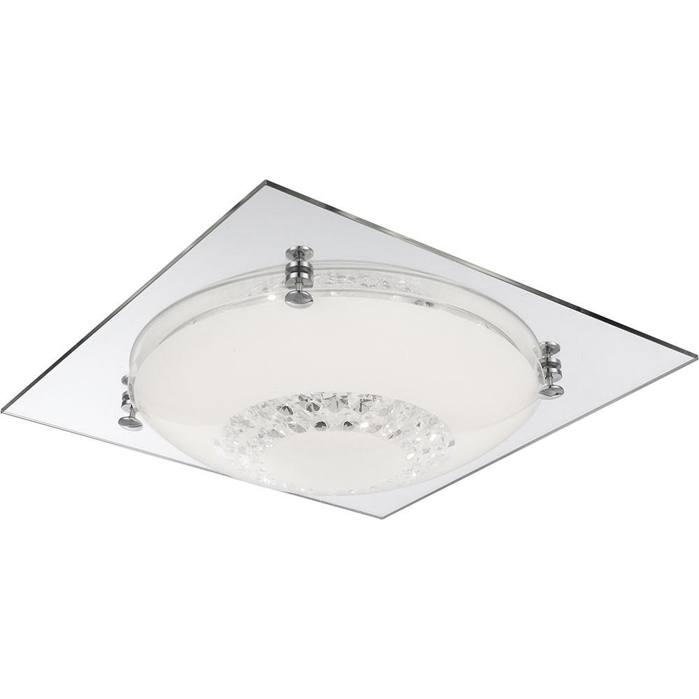 LED DECKENLEUCHTE Kristalle Silber - Silberfarben, Glas (31.5/31.5/8.5cm) - Globo Lighting