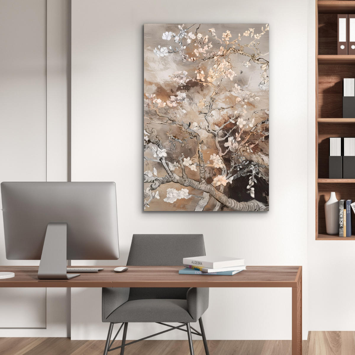 METALLBILD Mandelblüte - Kunst - Van Gogh - Beige - Abstrakt 60x90 cm - Braun, Metall (60/90cm) - MuchoWow