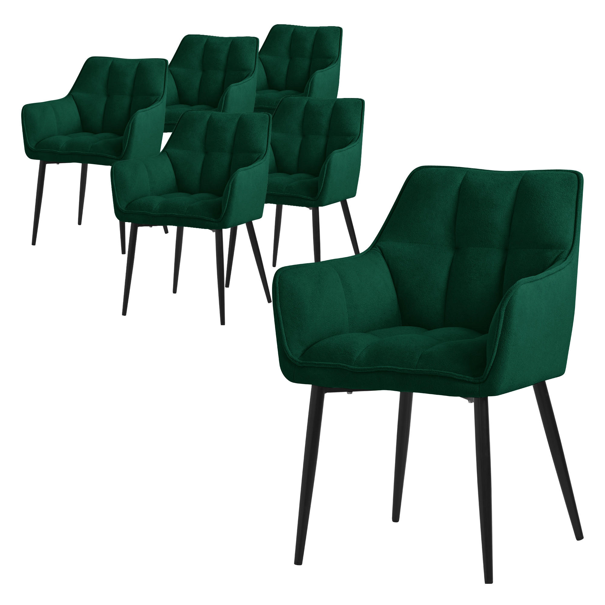 ESSZIMMERSTUHL 6er Set dunkelgrün - Dunkelgrün, Textil (63/90/57cm) - ML-DESIGN