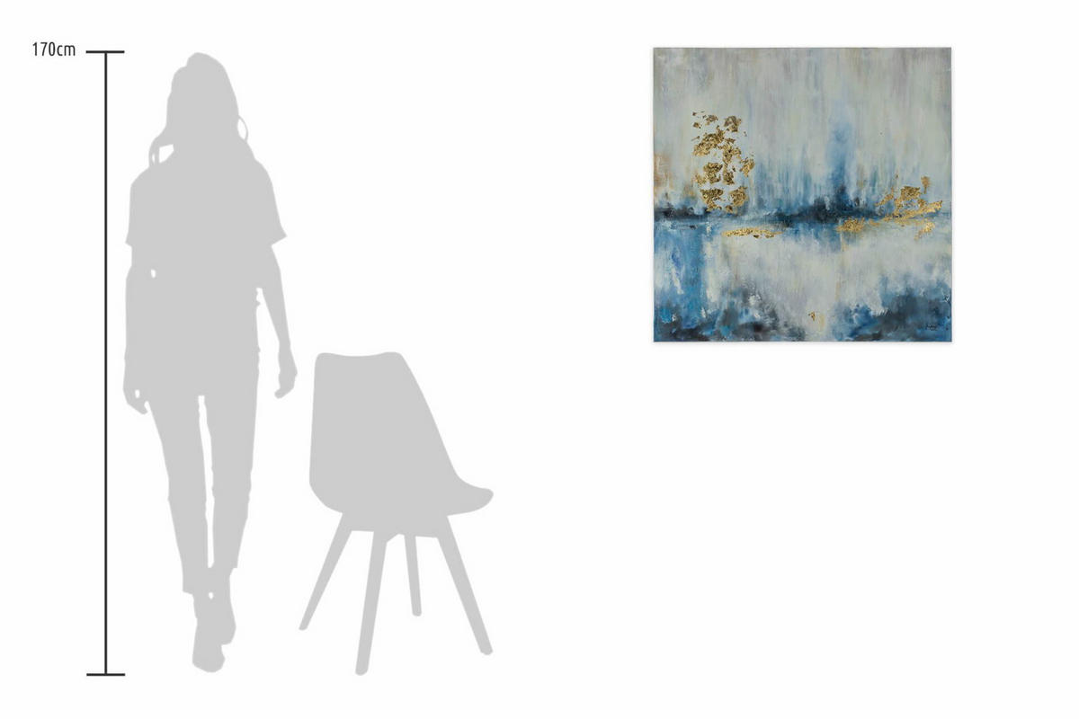 ACRYLBILD HANDGEMALT 80/80 cm - Blau/Beige, Holz/Textil (80/80cm) - KUNSTLOFT