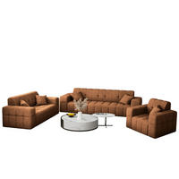 SITZGARNITUR 3+2+1 NIMES Stoff Perfect Harmony Orange - Orange, Holz/Textil (245/82/92cm) - Kaiser Möbel