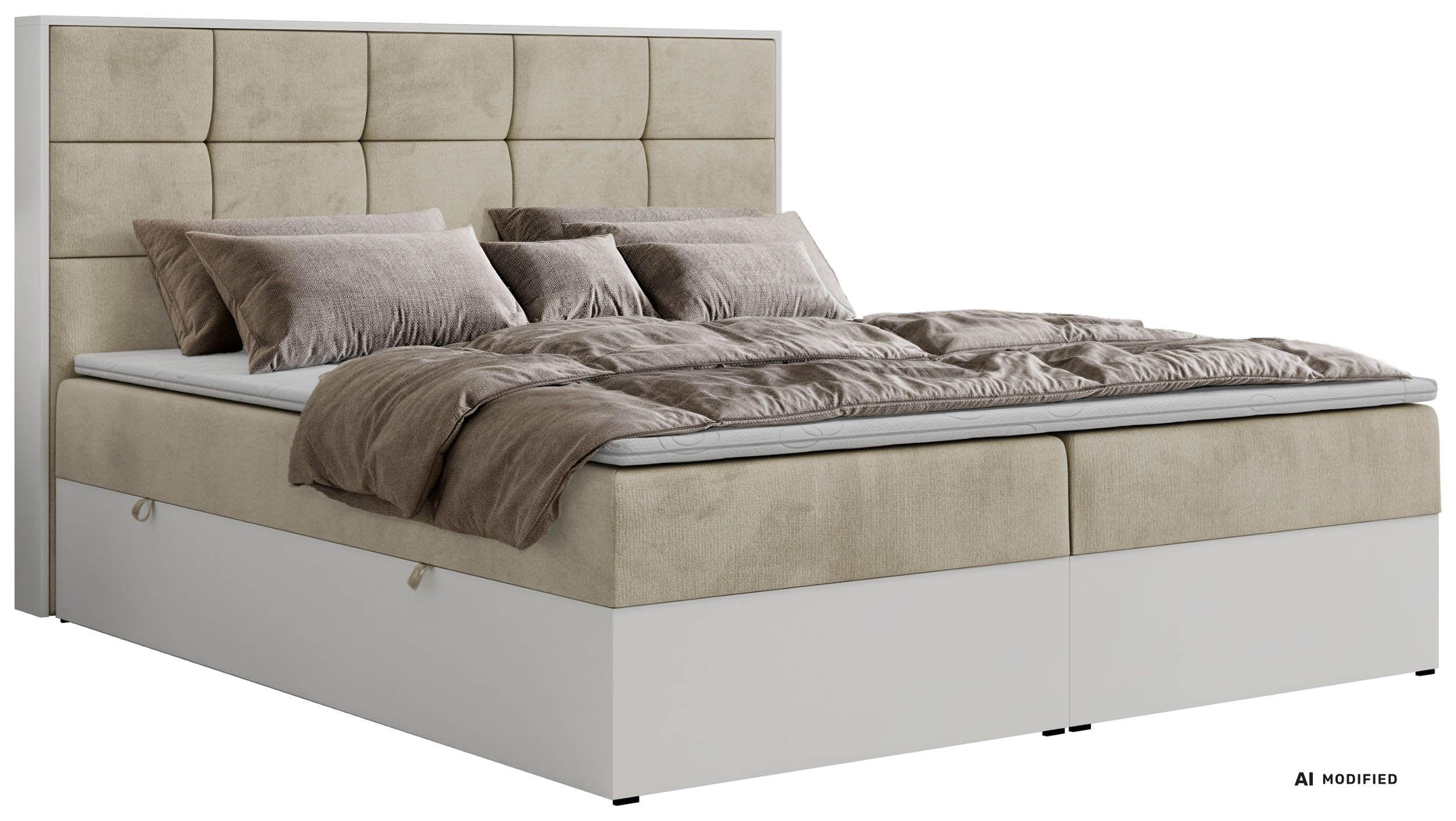 BOXBETT ALVIT 200/200 - Beige Velvet - Topper T25 - H4 - Beige/Schwarz, Kunststoff/Textil (200/200cm) - MKS