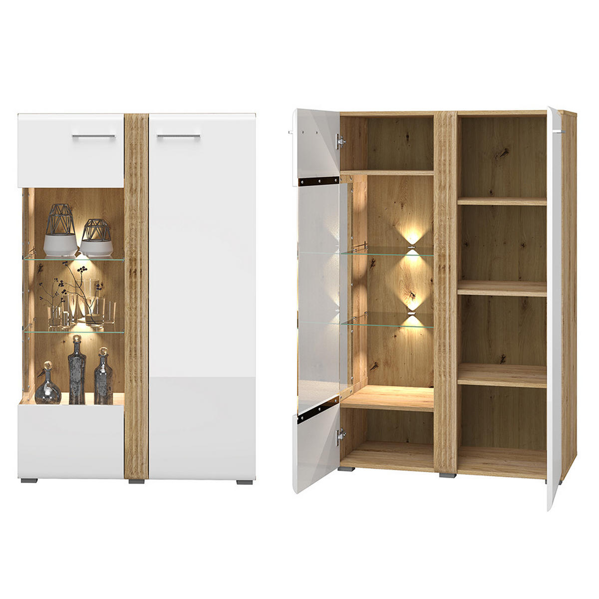 WOHNZIMMER-SET 6-TLG. Akron-131 - Weiß, Holzwerkstoff (800/196/60cm) - Lomado
